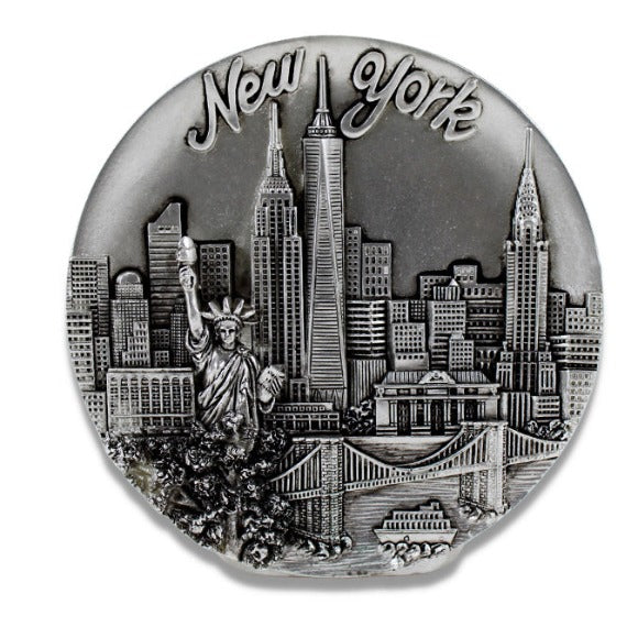 Silver Skyline New York Decor Plate | NYC Gift Shop Table Decor