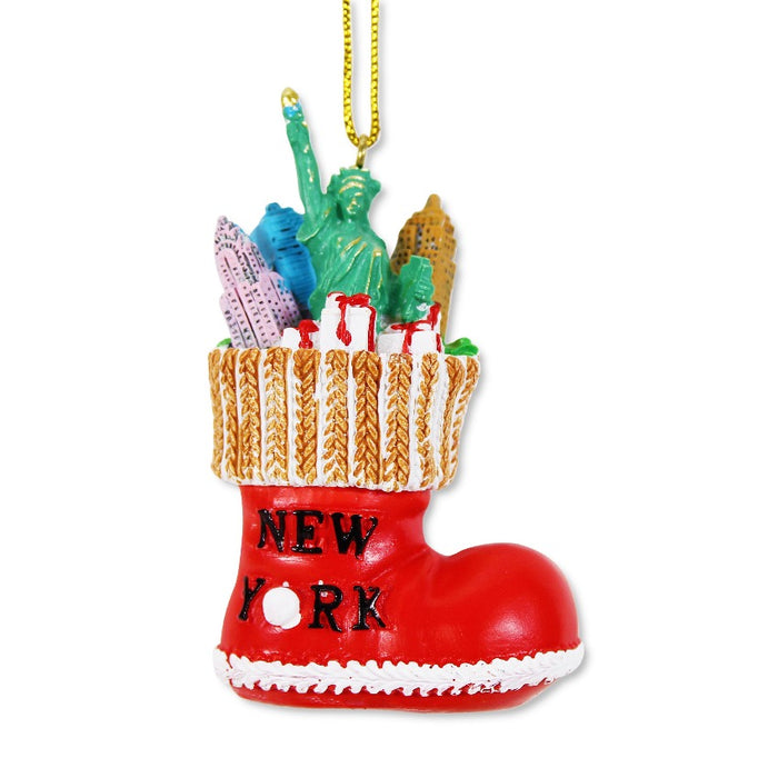 Holiday Stocking "NEW YORK" Christmas Ornament (1.5x3in)