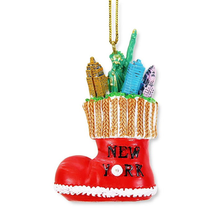 Holiday Stocking "NEW YORK" Christmas Ornament (1.5x3in)