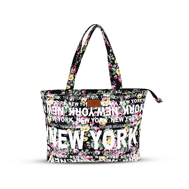 Floral "New York" Monogram Canvas New York Totebag | New York Handbag | NY Purse (17x13in)