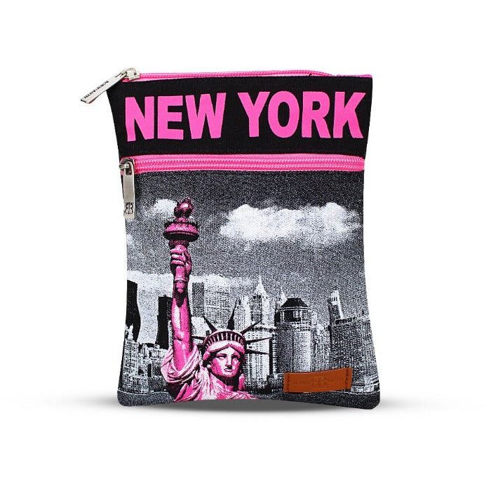 "New York" Crossbody Bag | Pink New York Bag | NYC File Bag Messenger (8x9in)
