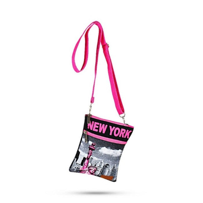 "New York" Crossbody Bag | Pink New York Bag | NYC File Bag Messenger (8x9in)