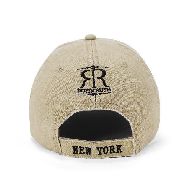Khaki Acid Wash Embroidered "New York" Hat | NYC Hat