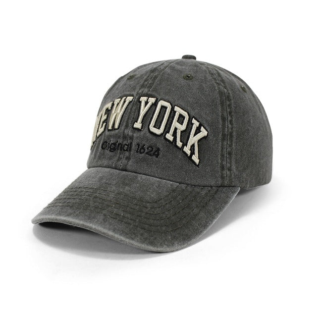 Dark Green Acid Wash Embroidered "New York" Hat | NYC Hat