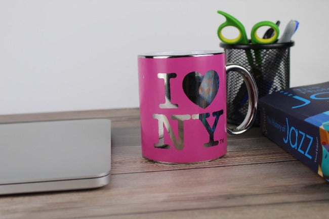 11oz. Official I Love NY Mugs w/ Reflective Mirror Finish | I Love New York Mug (Black, Pink, White)