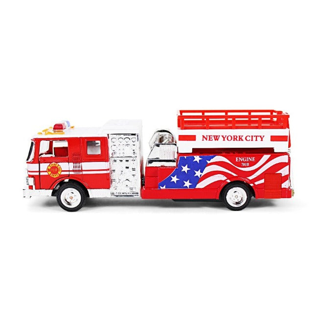 Electronic Patriotic Rescuer Toy Fire Truck w/ Mobile Lift