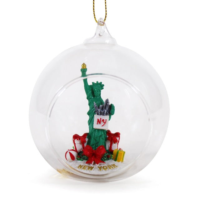 Glass Globe Statue of Liberty Christmas Ornament (3 Sizes)