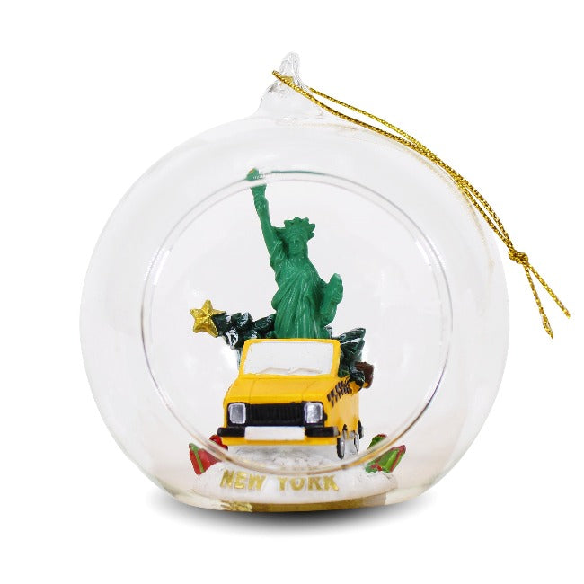 Glass Globe Statue of Liberty NYC Taxi Ornament (3 Sizes)