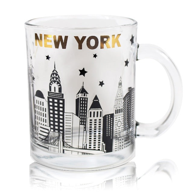 12oz. Clear Glass Skyline New York Coffee Mug | NYC Mug