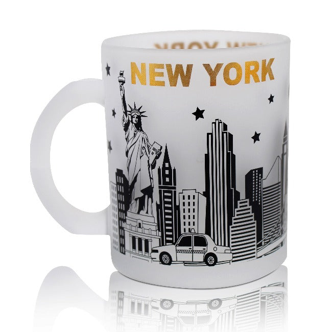 12oz. Frosted Glass Skyline New York Coffee Mug | NYC Mug