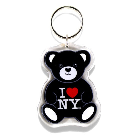 I Love NY Teddy Bear Plastic Keyring | I Love NY Gift Shop Exclusive