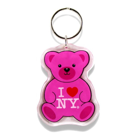 I Love NY Teddy Bear Plastic Keyring | I Love NY Gift Shop Exclusive