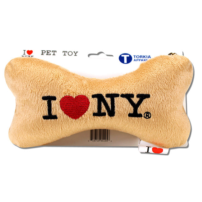Official I Love NY Plush Bone Dog Toy w/ Squeaker