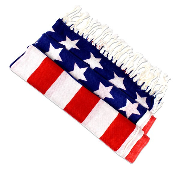 American Flag Scarf Shawl w/ Tassels