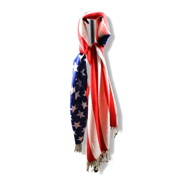 American Flag Scarf Shawl w/ Tassels