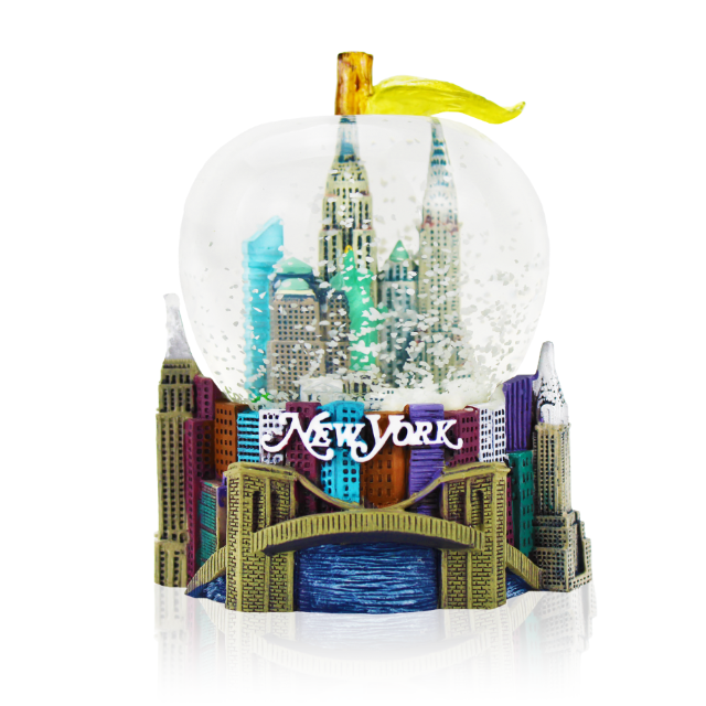 Cityscape "NEW YORK" Apple Snow Globe | New York City Souvenir | New York Gift (2 Sizes)