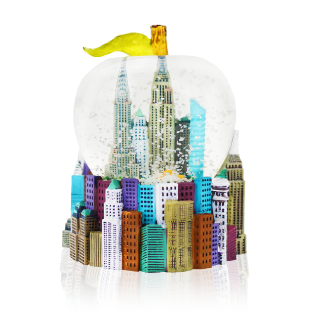 Cityscape "NEW YORK" Apple Snow Globe | New York City Souvenir | New York Gift (2 Sizes)