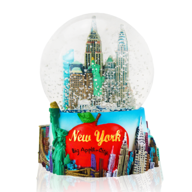 45MM or 65MM Manhattan Mural "Big Apple-City" New York Snow Globe | New York Gift Shop