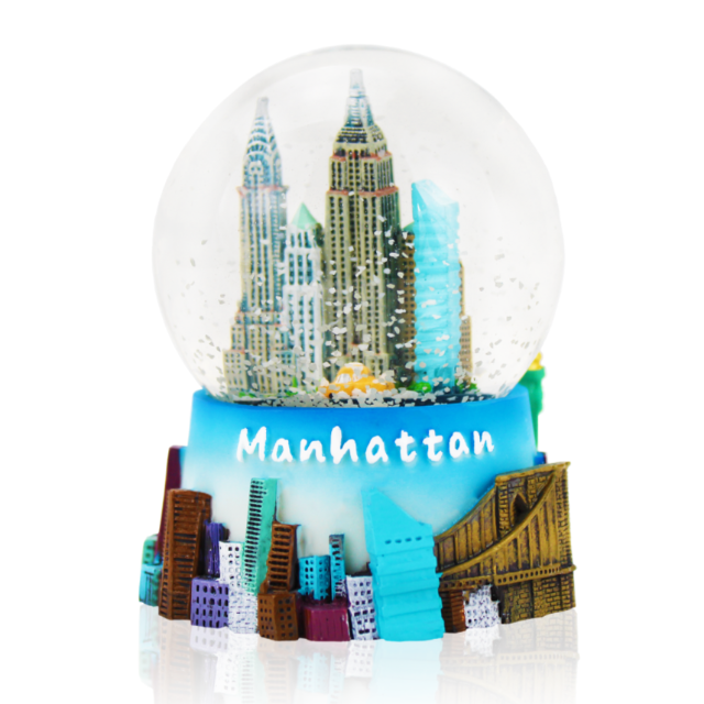 45MM or 65MM Manhattan Mural "Big Apple-City" New York Snow Globe | New York Gift Shop