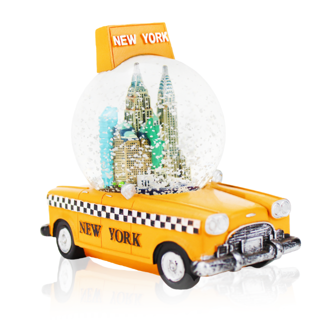 45MM or 80MM Yellow Cab Taxi "NEW YORK" Snow Globe