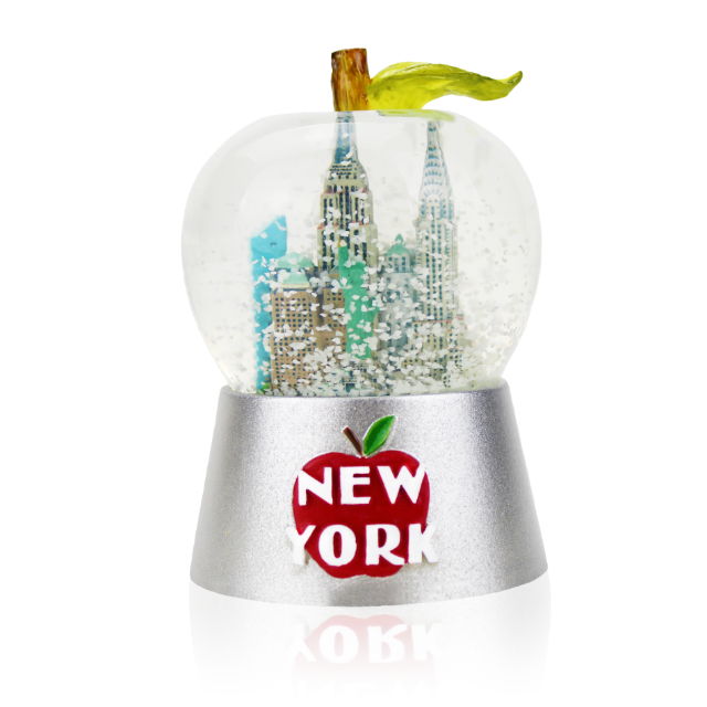 65MM Big Apple "NEW YORK" Silver Snow Globe | New York City Souvenir
