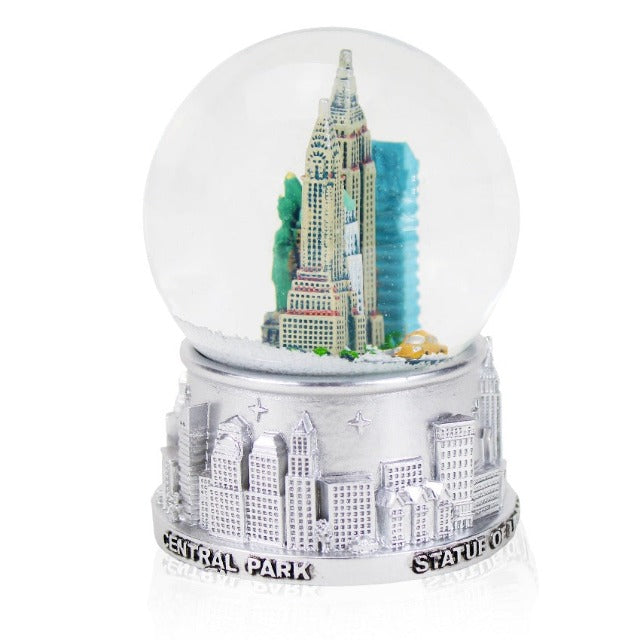 65MM Silver Skyline "NEW YORK City" Snow Globe | NYC Snow Globe | New York Souvenir