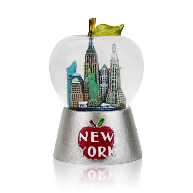 Big Apple "NEW YORK" Silver Snow Globe | New York City Souvenir | NYC Travel Gift (2 Sizes)