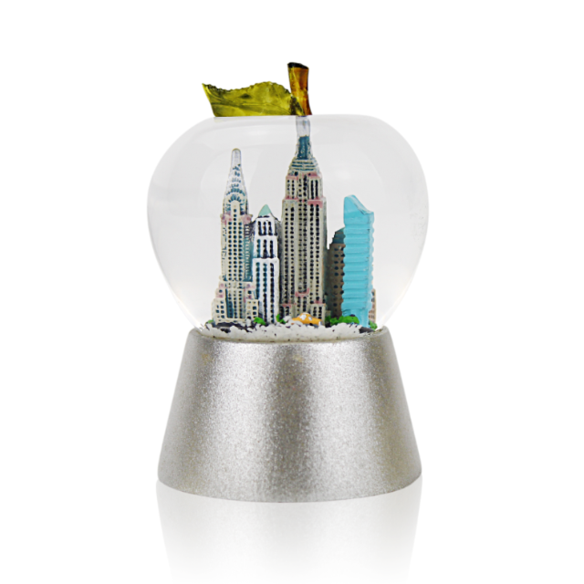 Big Apple "NEW YORK" Silver Snow Globe | New York City Souvenir | NYC Travel Gift (2 Sizes)