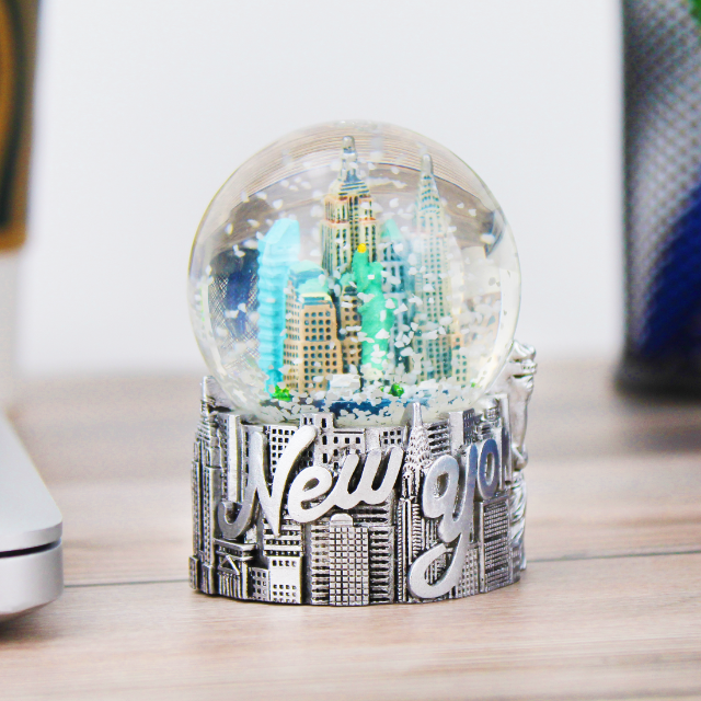 Silver Cityscape "NEW YORK" Snow Globe | NYC Snow Globe | New York Gift (3 Sizes)