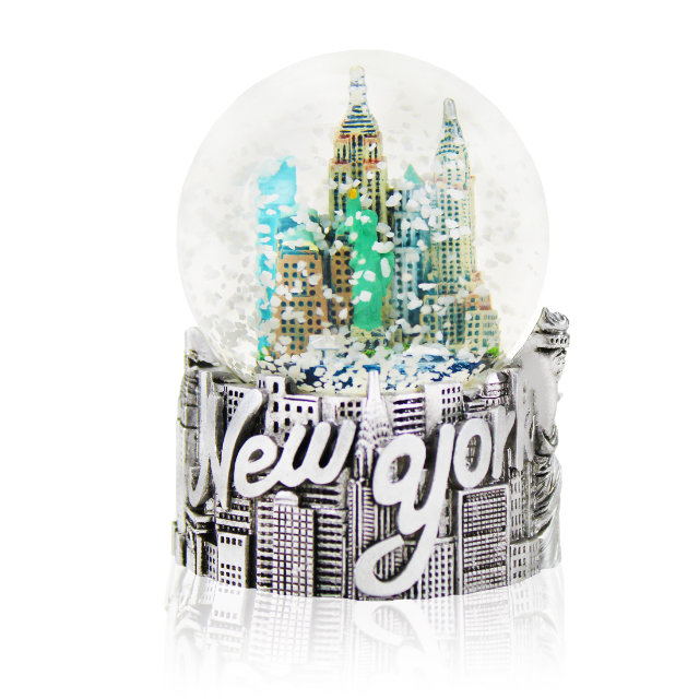 Silver Cityscape "NEW YORK" Snow Globe | NYC Snow Globe | New York Gift (3 Sizes)