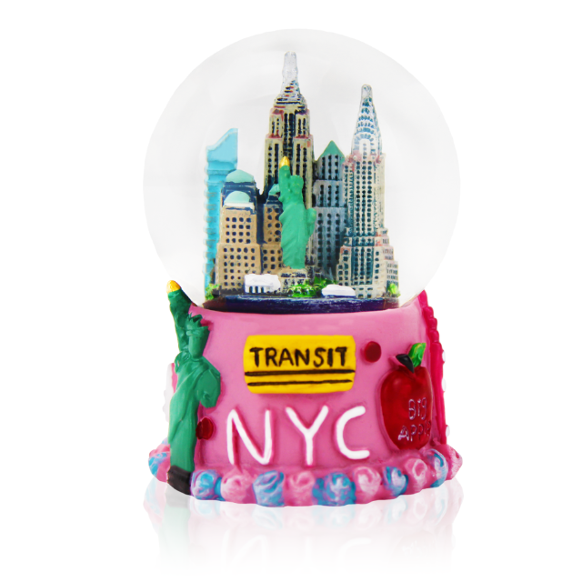 45MM Pink Cake "NYC" Big Apple Liberty Snow Globe | NYC Snow Globe | New York Gift