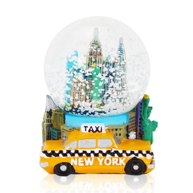45MM Yellow Cab Taxi "NEW YORK CITY" Mural Snow Globe | New York City Souvenir