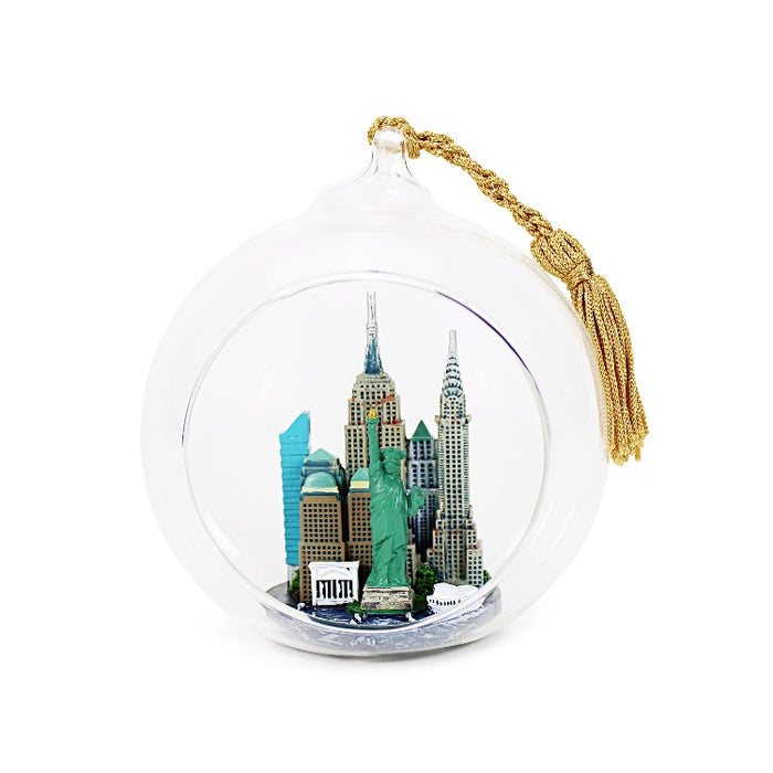 Ornate Glass Sphere Full Color New York Monuments Christmas Ornament (3 sizes)