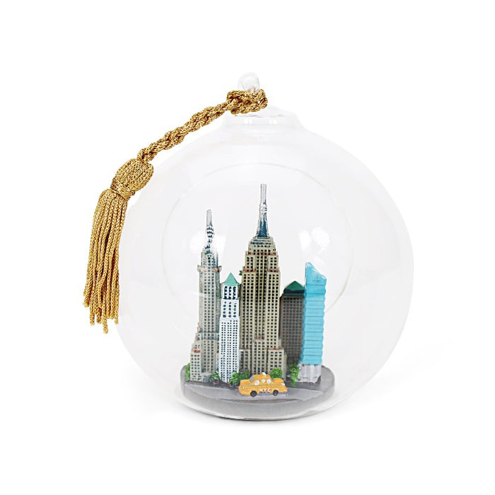 Ornate Glass Sphere Full Color New York Monuments Christmas Ornament (3 sizes)