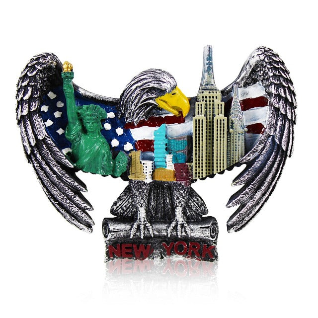 Metallic Eagle Enamel "NEW YORK" Important Staples Fridge Magnet