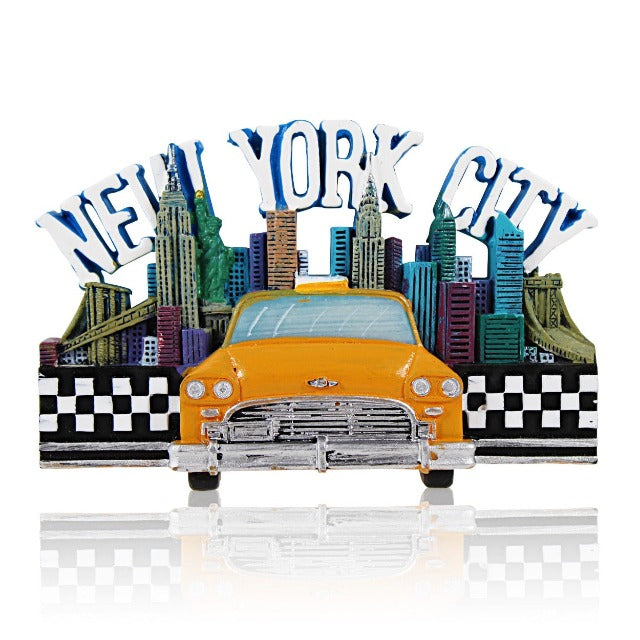 Metallic Enamel "NEW YORK" Popular Staples NYC Taxi Fridge Magnet