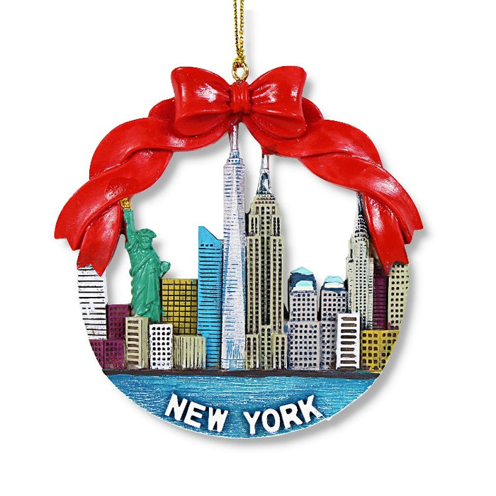 Gift of "NEW YORK CITY" Skyline Christmas Ornament (3x3in)
