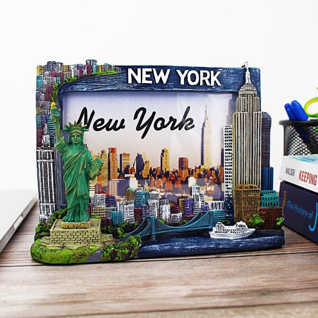 Liberty City "NEW YORK" Monuments Sculpture NYC Picture Frame | New York City Souvenir | NYC Souvenir Travel Gift