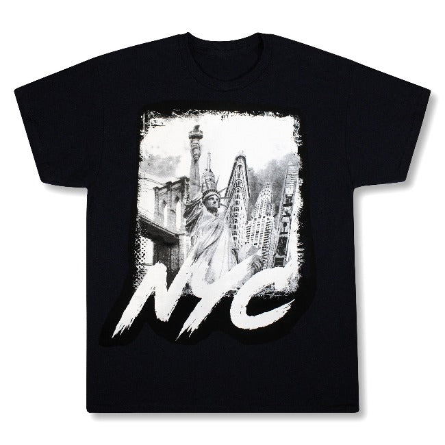 Black Graffiti Style Monuments Of NYC T Shirt (S-3XL)