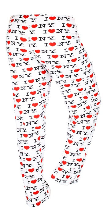 I Love NY White All-over Print Pajama Pants