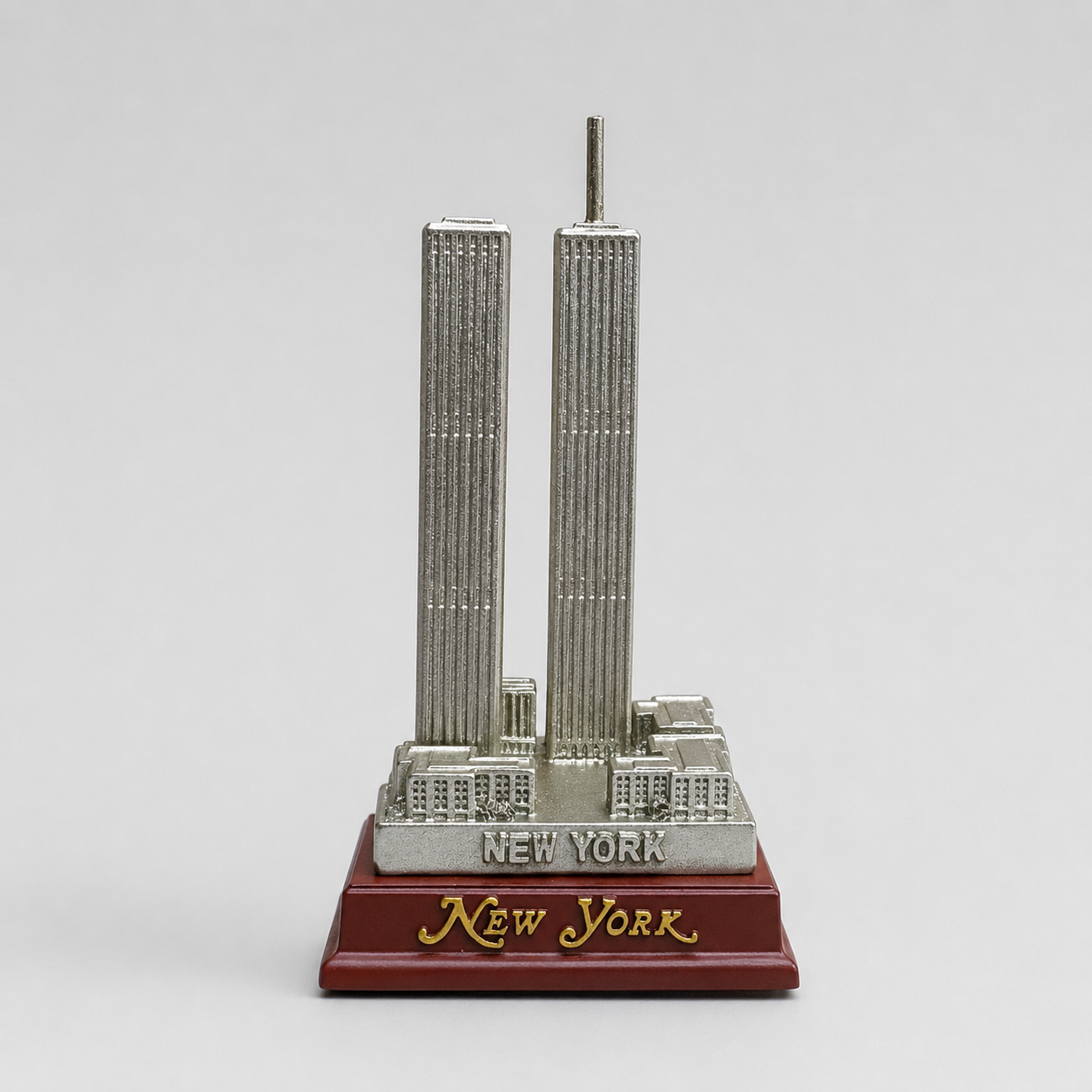 Twin Towers architectural model, 4" Desk Scale, front view